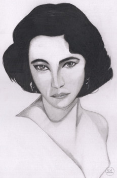 Zeitgenössisches Werk mit dem Titel « Elizabeth Taylor, une icône de beauté. », Erstellt von PIRDESSINS