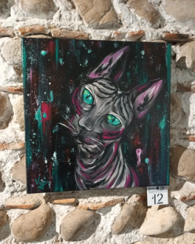 Zeitgenössisches Werk mit dem Titel « Animal - Chat égyptien - street art », Erstellt von CéDRIC CRéA