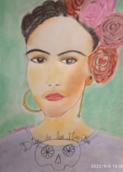 Zeitgenössisches Werk mit dem Titel « E Dia de la muerte Frieda Kahlo », Erstellt von ELLE *