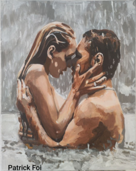 Zeitgenössisches Werk mit dem Titel « Deux amoureux dans l'eau sous la pluie », Erstellt von PATRICK FOI