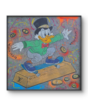 Zeitgenössisches Werk mit dem Titel « Picsou Gold skater (pop art) », Erstellt von PEGGYC_ART