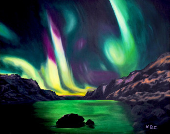 Zeitgenössisches Werk mit dem Titel « 462 AURORA BOREAL (GROENLANDIA) », Erstellt von NEUS BRUNET CAPDEVILA