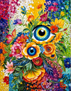 Zeitgenössisches Werk mit dem Titel « Unveil the Mystery. See the World Through Floral Eyes. Immerse Yourself in Vibrant Surreal Beauty. », Erstellt von ELEGANTCHIKOVA