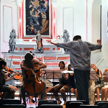 Zeitgenössisches Werk mit dem Titel « String rehearsal in Cervo », Erstellt von ARNAUD FEUGA