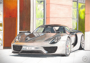 Zeitgenössisches Werk mit dem Titel « Porsche 918 Spyder », Erstellt von PIRDESSINS