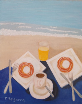 Zeitgenössisches Werk mit dem Titel « Desayuno en la playa », Erstellt von BUARTES