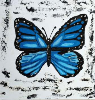 Zeitgenössisches Werk mit dem Titel « Mariposa azul », Erstellt von ADRIANA STROE