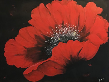 Zeitgenössisches Werk mit dem Titel « Comme un coquelicot », Erstellt von JACQUELINE