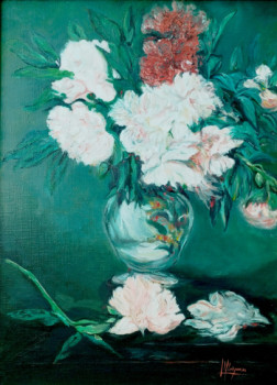 Zeitgenössisches Werk mit dem Titel « Les pivoines dans un vase d'après Édouard Manet », Erstellt von IRYNA MALYNOVSKA