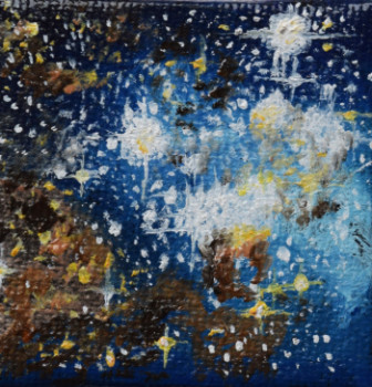 Zeitgenössisches Werk mit dem Titel « Kosmische Explosion in Blau », Erstellt von ABDELGHAFAR