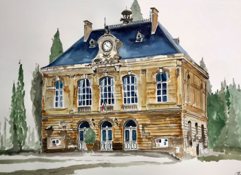 Zeitgenössisches Werk mit dem Titel « Mairie de Pierrefonds (Oise / France) », Erstellt von LUTHER