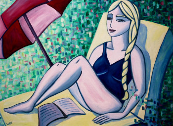 Zeitgenössisches Werk mit dem Titel « Isabelle à la piscine », Erstellt von MARINE WALON