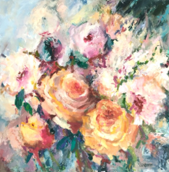 Zeitgenössisches Werk mit dem Titel « Rêverie Florale Pastel », Erstellt von IRYNA MALYNOVSKA