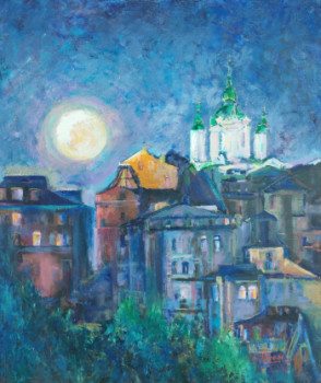 Zeitgenössisches Werk mit dem Titel « Nuit sur la Ville », Erstellt von IRYNA MALYNOVSKA