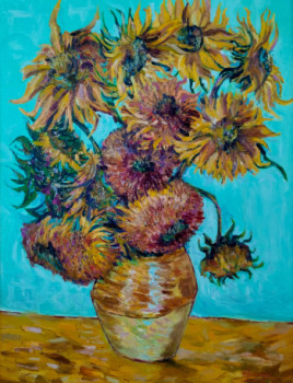 Zeitgenössisches Werk mit dem Titel « Les tournesols d'après Vincent Van Gogh », Erstellt von IRYNA MALYNOVSKA