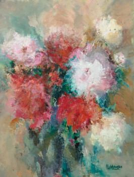 Zeitgenössisches Werk mit dem Titel « Bouquet de Fleurs Abstrait », Erstellt von IRYNA MALYNOVSKA