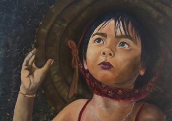 Zeitgenössisches Werk mit dem Titel « L'ENFANT AU CHAPEAU », Erstellt von REGINE PELTIER