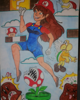 Zeitgenössisches Werk mit dem Titel « "Super Maria Bros girl" », Erstellt von CHARLOTTE OUELE