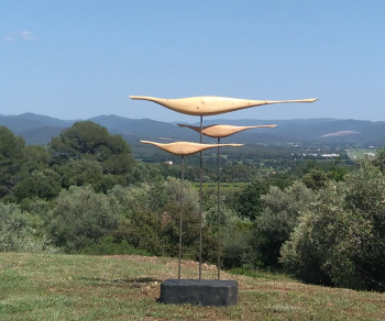 Zeitgenössisches Werk mit dem Titel « Triptique sculpture bois », Erstellt von ALAIN CARUSO