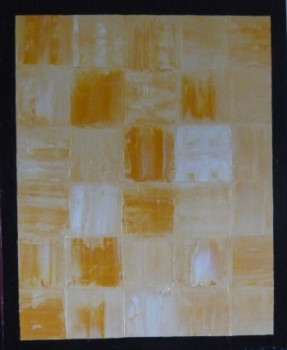 Zeitgenössisches Werk mit dem Titel « tableau abstrait a l huile représentant des carrés jaunes cadmium bordures de noir », Erstellt von PHILIPPE CLOCHER