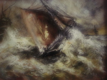 Zeitgenössisches Werk mit dem Titel « D'après Richard Brydge, Ship in a Seastorm on the Coast », Erstellt von LA CIGOGNE