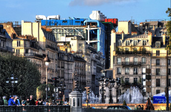 Zeitgenössisches Werk mit dem Titel « Beaubourg et les quais de Seine », Erstellt von BATTOIA OU LE CAPRICIEUX PHOTOGRAPHE