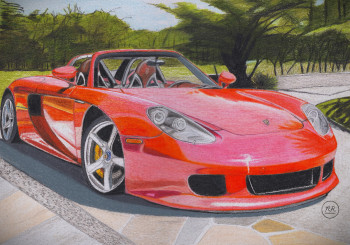 Zeitgenössisches Werk mit dem Titel « Porsche Carrera GT », Erstellt von PIRDESSINS