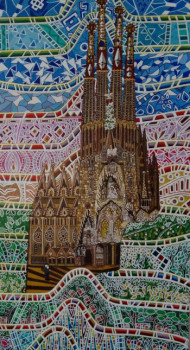 Zeitgenössisches Werk mit dem Titel « SAGRADA FAMILIAL esprit Gaudi », Erstellt von JO