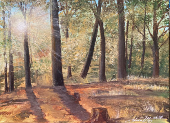 Zeitgenössisches Werk mit dem Titel « Wald im Sonnenlicht », Erstellt von ADINA UTES