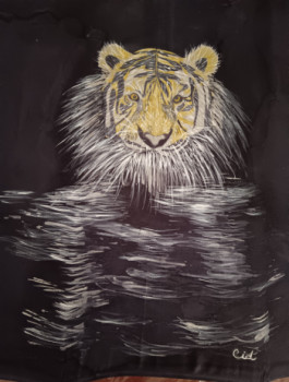 Zeitgenössisches Werk mit dem Titel « Tigre en el agua », Erstellt von CID