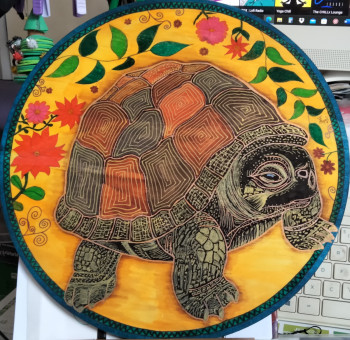 Zeitgenössisches Werk mit dem Titel « MISS TURTLE », Erstellt von MSGAYRAL'ART