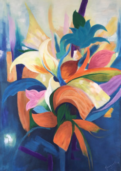 Zeitgenössisches Werk mit dem Titel « Bouquet », Erstellt von JACQUELINE