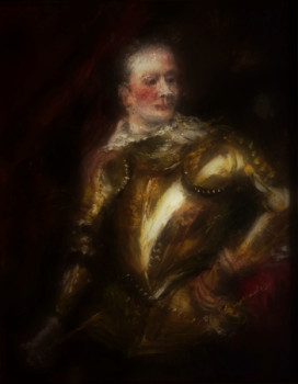 Zeitgenössisches Werk mit dem Titel « D'après Anthony Van Dyck, Jeune Homme en Armure Royale », Erstellt von LA CIGOGNE