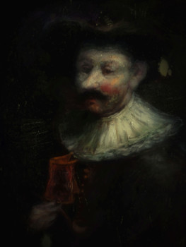 Zeitgenössisches Werk mit dem Titel « D'après Rembrandt, Homme Noble à l'Amphora », Erstellt von LA CIGOGNE