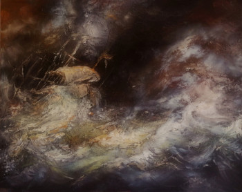 Zeitgenössisches Werk mit dem Titel « D'après Ludolf Backhuyzen, Fishing Ships in a Seastorm », Erstellt von LA CIGOGNE