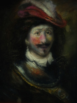 Zeitgenössisches Werk mit dem Titel « D'après Govert Flinck, Homme Orné d'un Chapeau à Plume », Erstellt von LA CIGOGNE