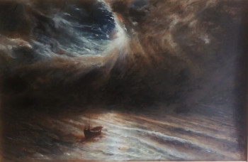 Zeitgenössisches Werk mit dem Titel « D'après Knud Baade, Boat at the Moon », Erstellt von LA CIGOGNE