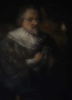 Zeitgenössisches Werk mit dem Titel « D'après Rembrandt, Portrait d'un Archiviste », Erstellt von LA CIGOGNE