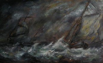 Zeitgenössisches Werk mit dem Titel « D'après Willem Van De Velde, Fishing Boat and Ships at Storm », Erstellt von LA CIGOGNE