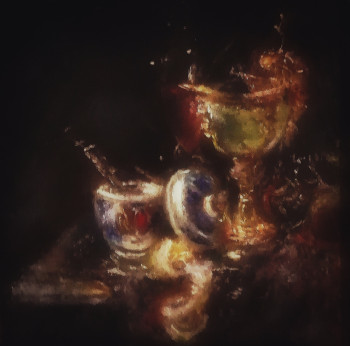 Zeitgenössisches Werk mit dem Titel « Nature Morte au Verre d'Absinthe », Erstellt von LA CIGOGNE