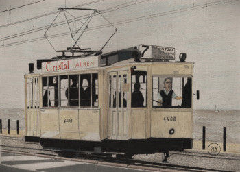 Zeitgenössisches Werk mit dem Titel « Tramway de la côte belge - Kusttram », Erstellt von PIRDESSINS