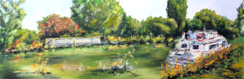 Zeitgenössisches Werk mit dem Titel « CANAL DU MIDI - LE LAVOIR DE VILLESEQUELANDE », Erstellt von JEAN-CLAUDE LANNES