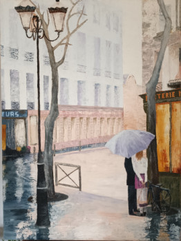 Zeitgenössisches Werk mit dem Titel « Paris sous la pluie », Erstellt von FRANçOISE UBéDA