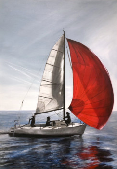 Zeitgenössisches Werk mit dem Titel « La voile rouge », Erstellt von BéNéDICTE BRIGEOT