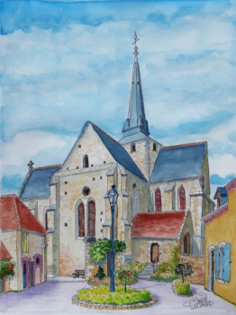 Zeitgenössisches Werk mit dem Titel « Eglise St-Médard - Ballon Saint-Mars (72) », Erstellt von DANIEL HUARD