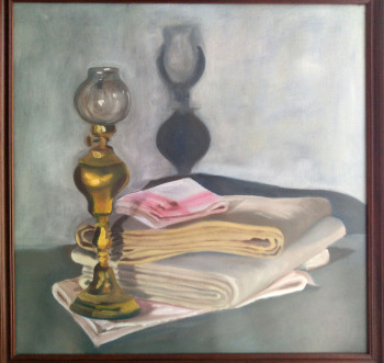 Zeitgenössisches Werk mit dem Titel « Nature morte à la lampe à huile », Erstellt von BARTLET-DROUZY