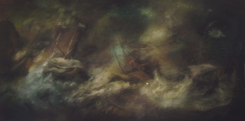 Zeitgenössisches Werk mit dem Titel « D'après Ludolf Backhuysen, Ships in a Seastorm off The Coast », Erstellt von LA CIGOGNE