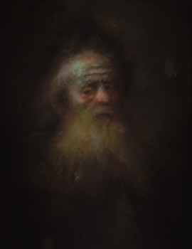 Zeitgenössisches Werk mit dem Titel « D'après Rembrandt, Portrait of an Old Man », Erstellt von LA CIGOGNE