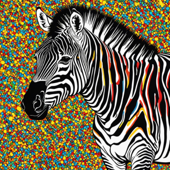 Zeitgenössisches Werk mit dem Titel « zebre pop art », Erstellt von DOMINIQUE DULOT DIGITAL