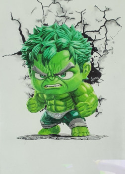 Zeitgenössisches Werk mit dem Titel « Mini Hulk », Erstellt von CREATIVELINE